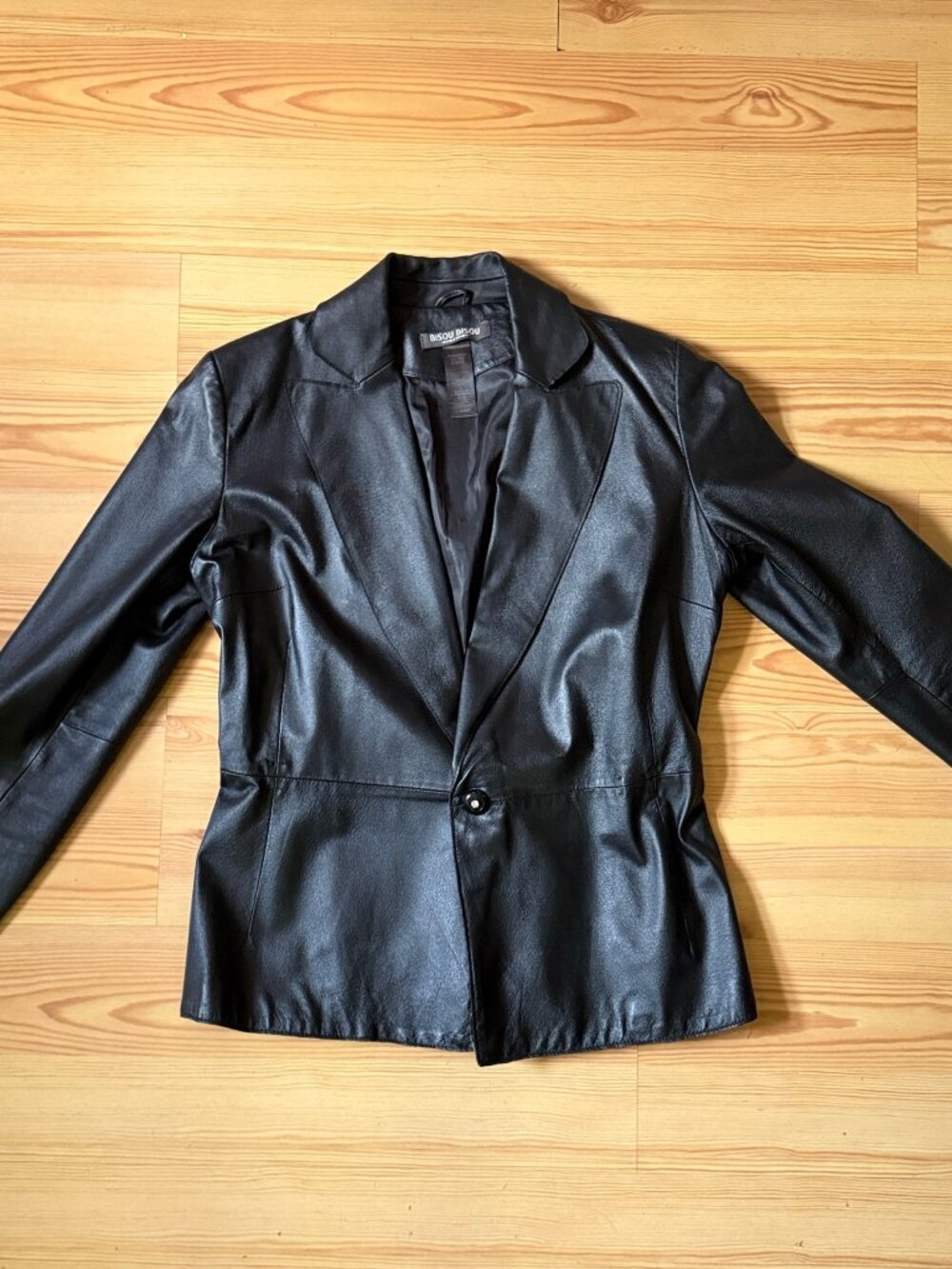 Leather Blazer Black Jacket Women's Size S